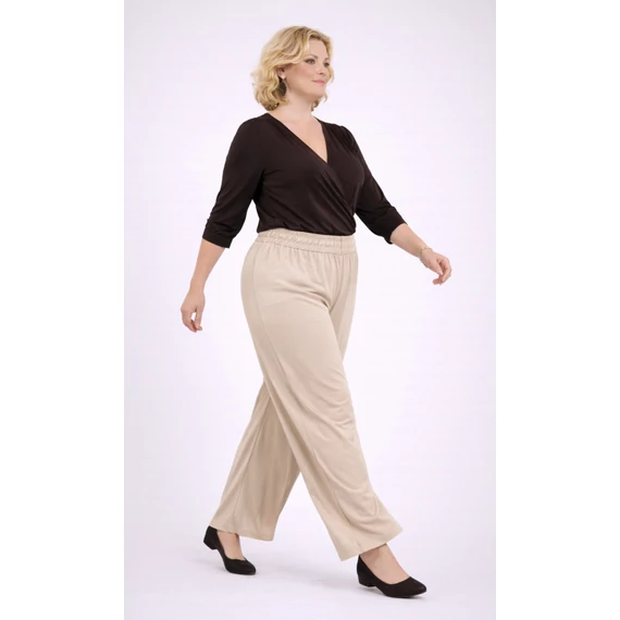Elegáns, széles szárú nadrág - BÉZS - 46-54 méret 