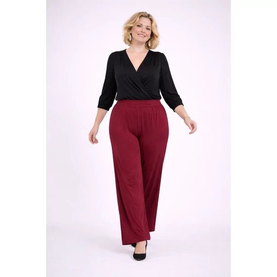 Elegáns, széles szárú nadrág - BURGUNDI - 46-54 méret 