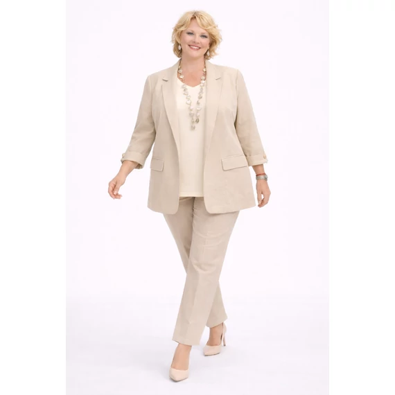 Elegáns, gyöngy díszítésű blézer - BÉZS - 48-54 méret