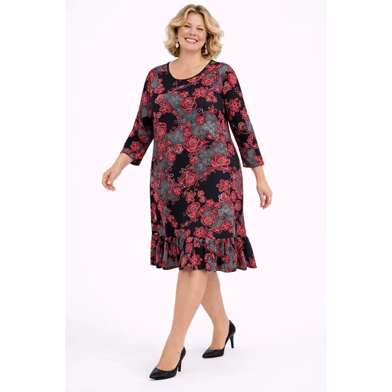 Fodros aljú, csipke - rózsa mintás egyberuha