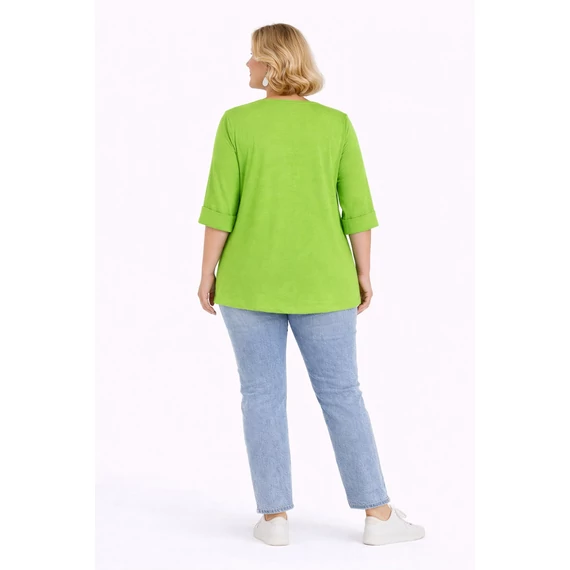 Ujján, alján passzés V nyakú pamut felső - KIVI- 48-54 méret 