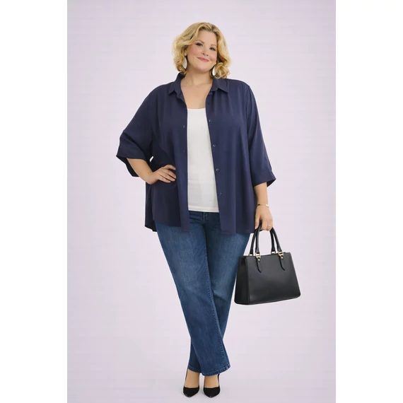 Téglalap blúz -SÖTÉTKÉK- 54-62 méret