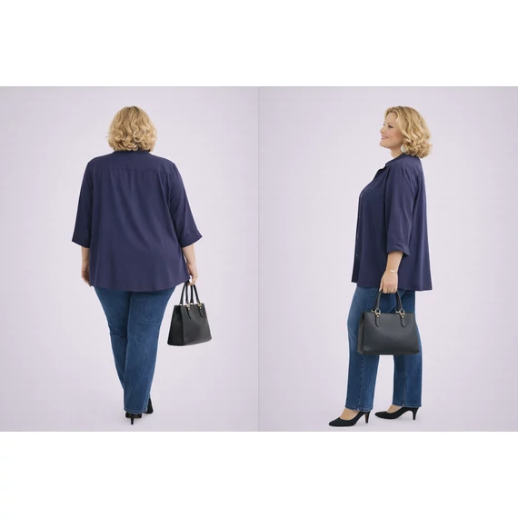 Téglalap blúz -SÖTÉTKÉK- 54-62 méret