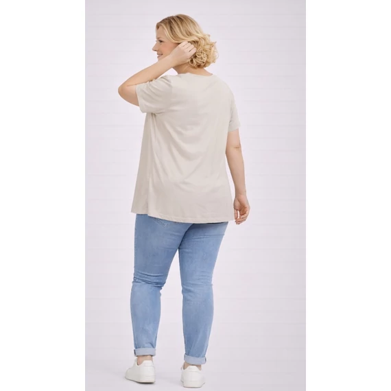 Csillogó zsebes póló - BÉZS- 48-56 méret