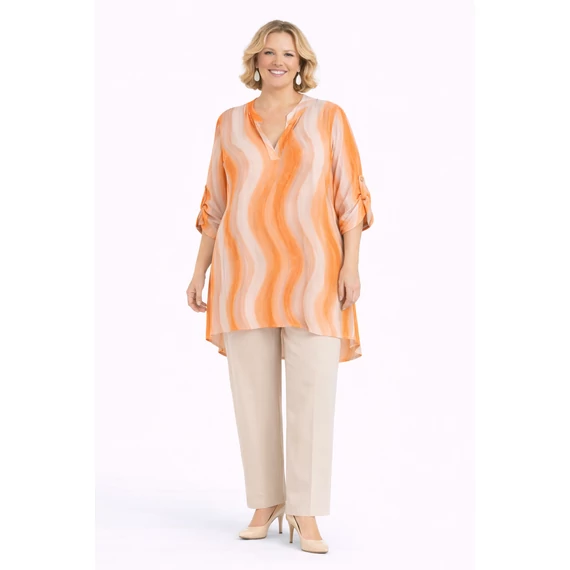 Álló galléros jégselyem tunika- NARANCS- 50-54 méret 
