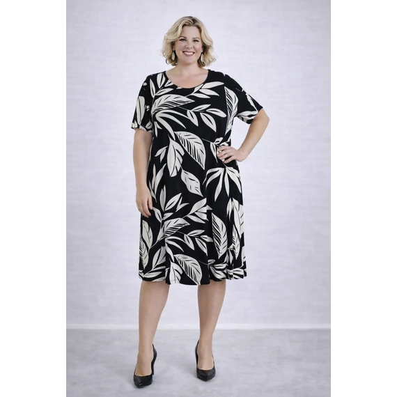 Nagy leveles ruha- FEKETE- 48-52 méret 