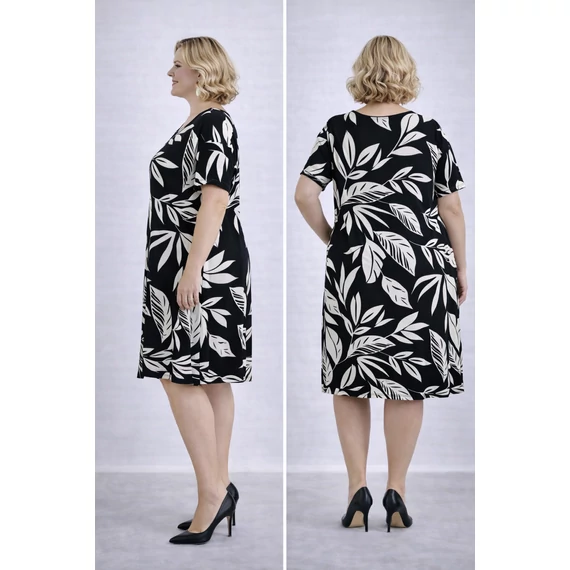 Nagy leveles ruha- FEKETE- 48-52 méret 