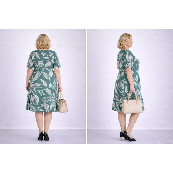 Nagy leveles ruha- ZÖLD- 48-52 méret