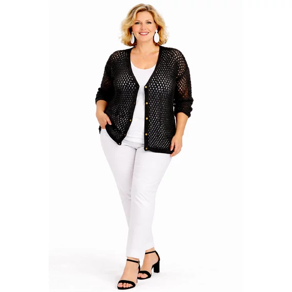 Hálós kardigán -FEKTETE-46-54 méret