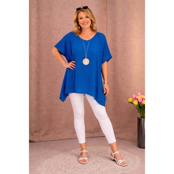 V-nyakas PRAKTIKUS blúz - KIRÁLYKÉK - 48-54 méret