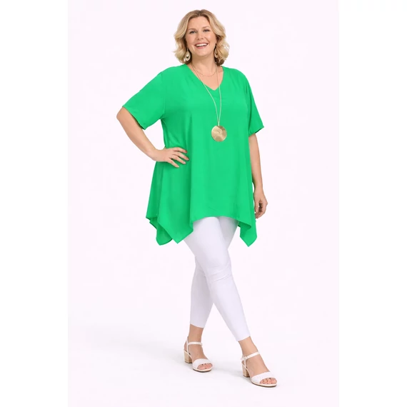 V-nyakas PRAKTIKUS blúz - ALMAZÖLD - 48-54 méret