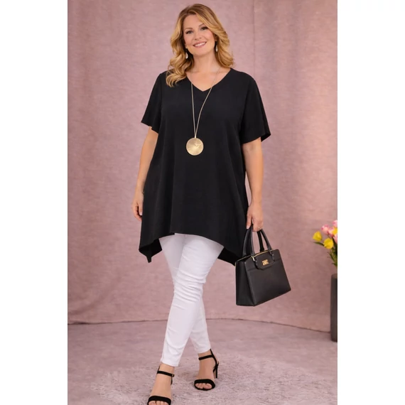V-nyakas PRAKTIKUS blúz - FEKETE - 48-54 méret