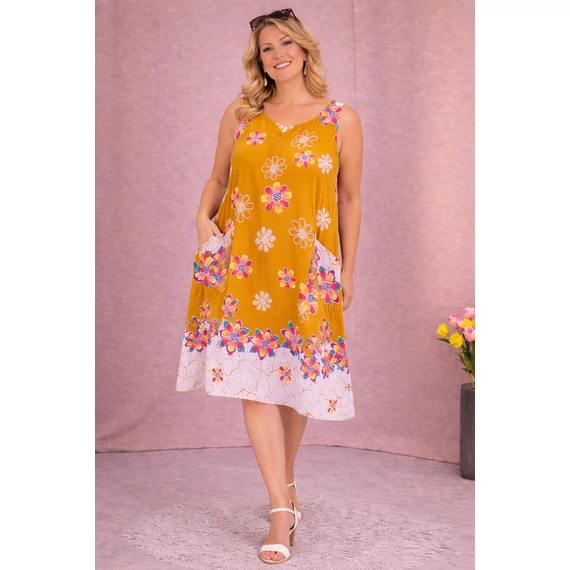 MESEVIRÁG mintás, kánikula ruha - 48-54 méret