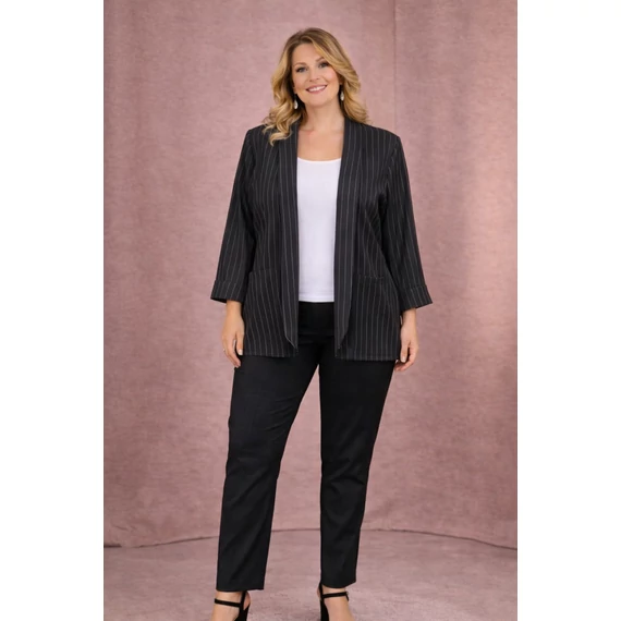 ELEGÁNS, halszálka csíkos blézer  - FEKETE  - 52-60 méret