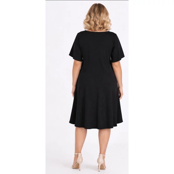 PILLANGÓ ujjas, V-nyakas egyberuha - FEKETE- 44-52 méret