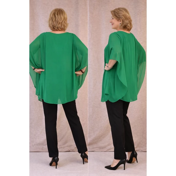 Pillangó - FŰZÖLD muszlin blúz 48-54-es méret