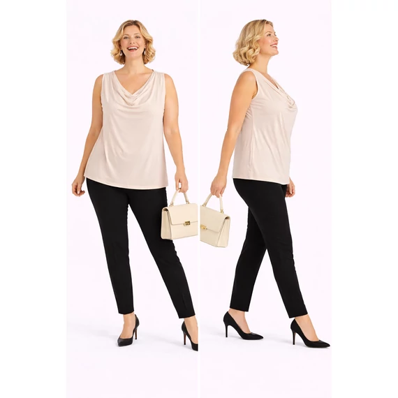 Ujjatlan blúz- Bézs- 48-58 méret