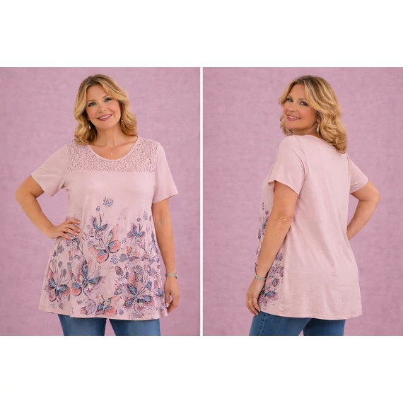 Csipke&Lepke felső - PÚDER- 46-52 méret