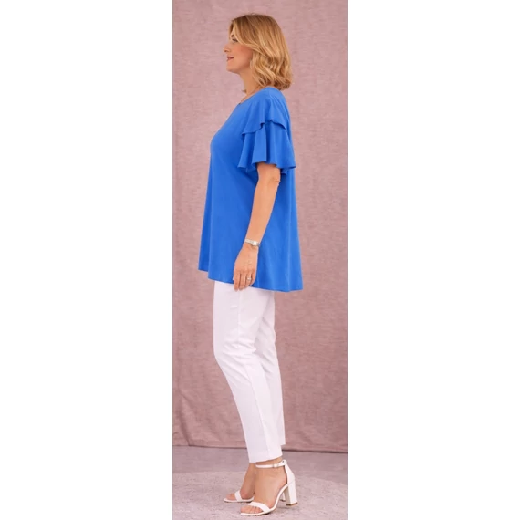 Dupla pillangó ujjas blúz - KIRÁLYKÉK- 48-54 méret