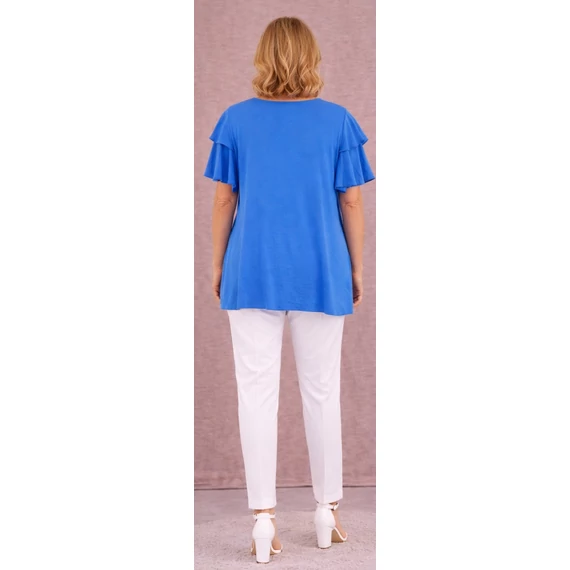 Dupla pillangó ujjas blúz - KIRÁLYKÉK- 48-54 méret