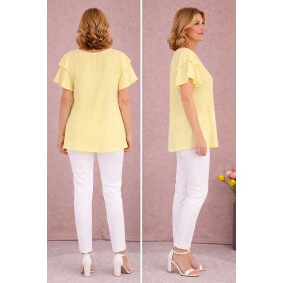 Dupla pillangó ujjas blúz - SÁRGA- 48-54 méret
