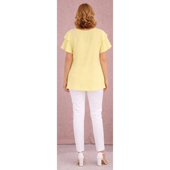 Dupla pillangó ujjas blúz - SÁRGA- 48-54 méret