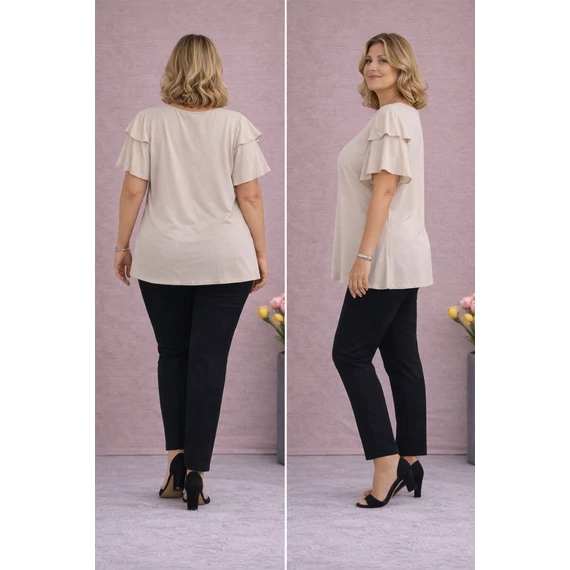 Dupla pillangó ujjas blúz - BÉZS- 48-54 méret