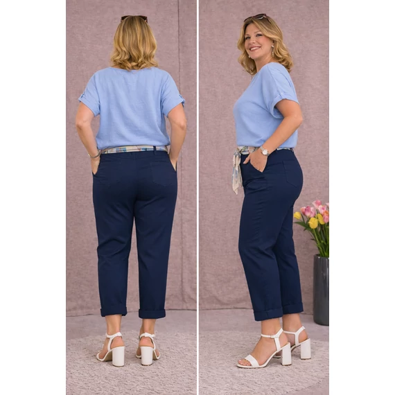 Nyári szövet nadrág -SÖTÉTKÉK- 48-54-es méret