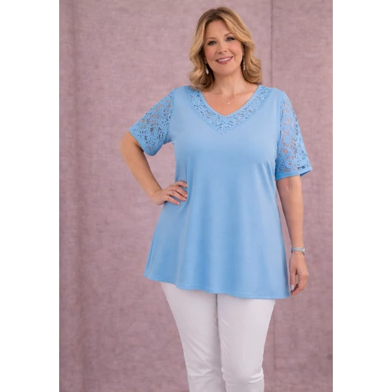 Csipkés ujjú, V-csipke nyakas tunika -BABAKÉK- 50-60 méret