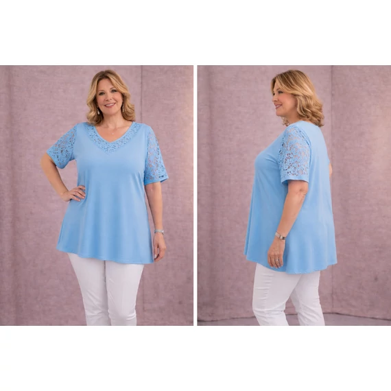 Csipkés ujjú, V-csipke nyakas tunika -BABAKÉK- 50-60 méret