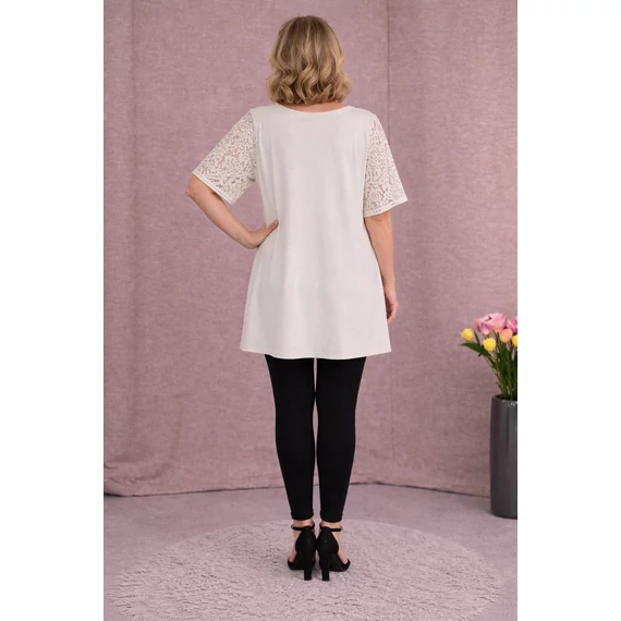 Csipkés ujjú, V-csipke nyakas tunika -FEHÉR- 50-60 méret