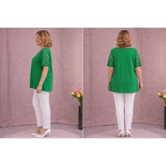 Csipkés ujjú, V-csipke nyakas tunika -FŰZÖLD- 50-60 méret