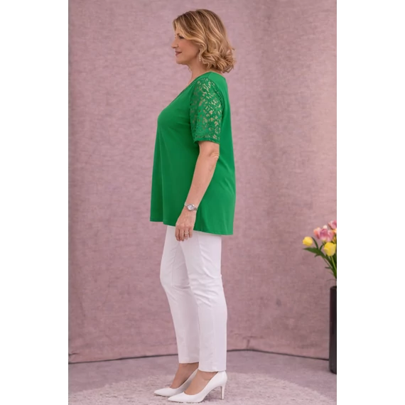 Csipkés ujjú, V-csipke nyakas tunika -FŰZÖLD- 50-60 méret