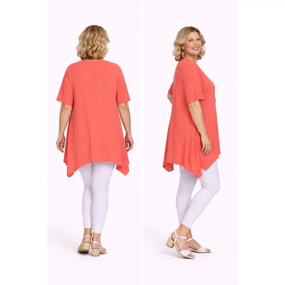 V-nyakas PRAKTIKUS blúz - KORALL- 48-54 méret