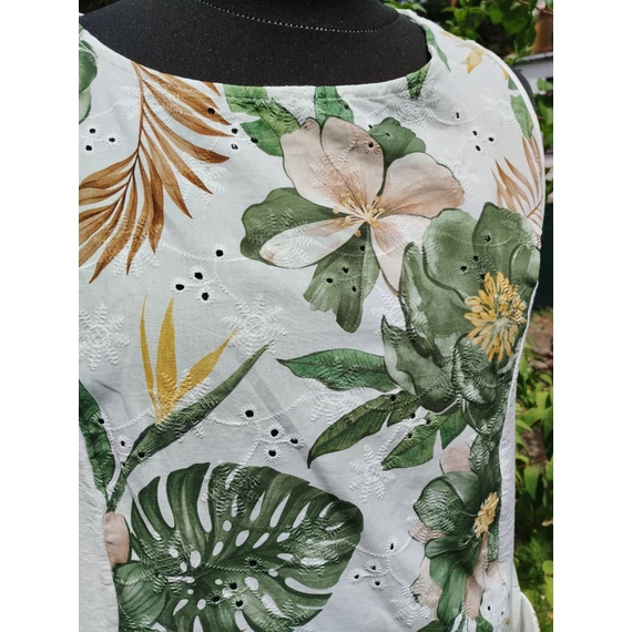 Filodendron mintás, madeira betétes ruha&tunika - ZÖLD - 42-46 méret