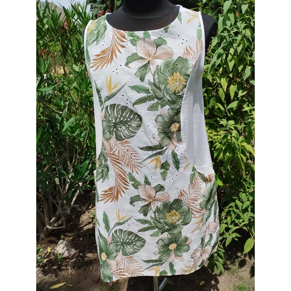 Filodendron mintás, madeira betétes ruha&tunika - ZÖLD - 42-46 méret