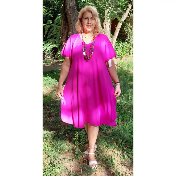 PRAKTIKUS, V-nyakas, flokon egyberuha - FUXIA - 48-54 méret