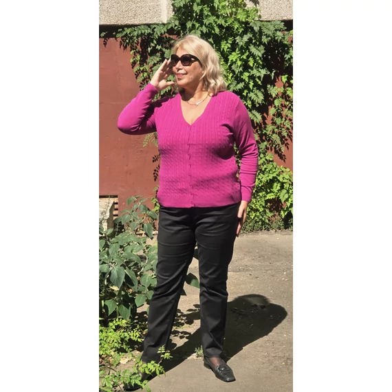 EXCLUSIVE, gombos kardigán - FUXIA - 44-50 méret