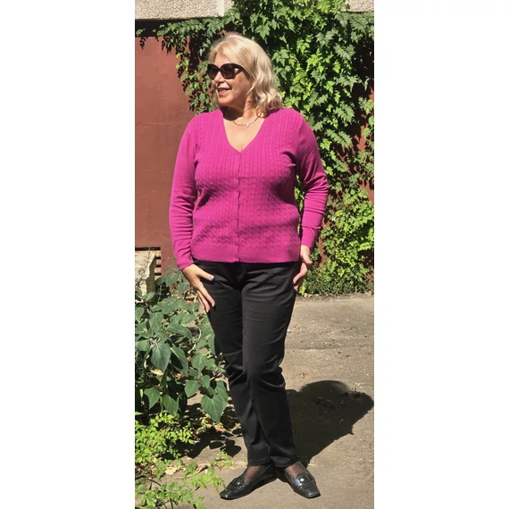EXCLUSIVE, gombos kardigán - FUXIA - 44-50 méret
