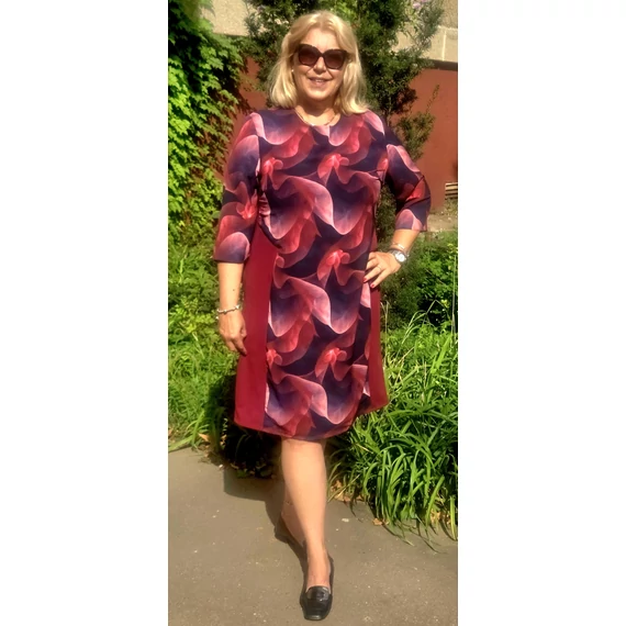 Muszlin betétet, elegáns ruha - BURGUNDI TAVIRÓZSA