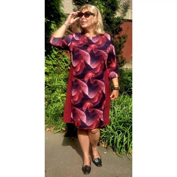 Muszlin betétet, elegáns ruha - BURGUNDI TAVIRÓZSA