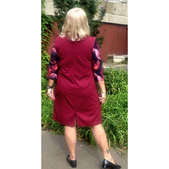 Muszlin betétet, elegáns ruha - BURGUNDI TAVIRÓZSA