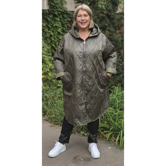 NYOMOTT steppelésű, átmeneti kabát - KHAKI - 54-60 méret