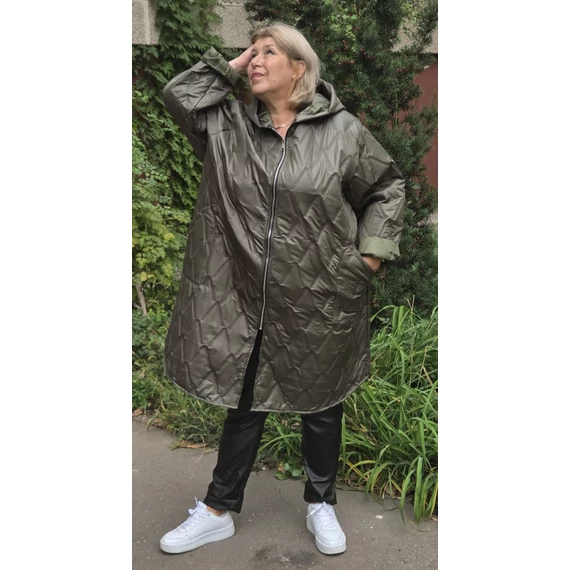 NYOMOTT steppelésű, átmeneti kabát - KHAKI - 54-60 méret