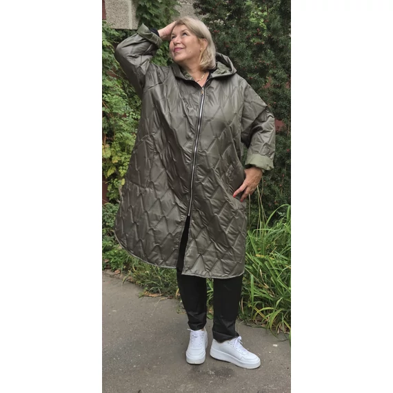 NYOMOTT steppelésű, átmeneti kabát - KHAKI - 54-60 méret