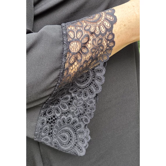 ALKALMI, csipke ujjas&aljú felső - FEKETE - 48-54 méret