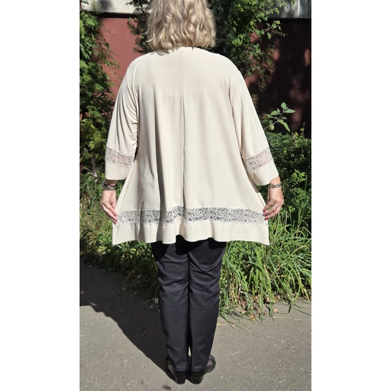 ALKALMI, csipke BETÉTES ujjas&aljú felső - BÉZS - 48-54 méret