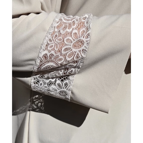 ALKALMI, csipke BETÉTES ujjas&aljú felső - BÉZS - 48-54 méret