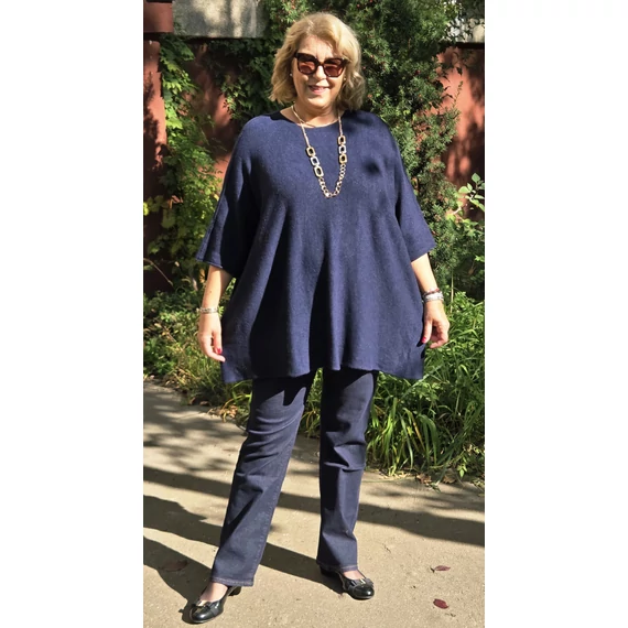 Szimonella, kötött pulóver - SÖTÉTKÉK - 48-54 méret