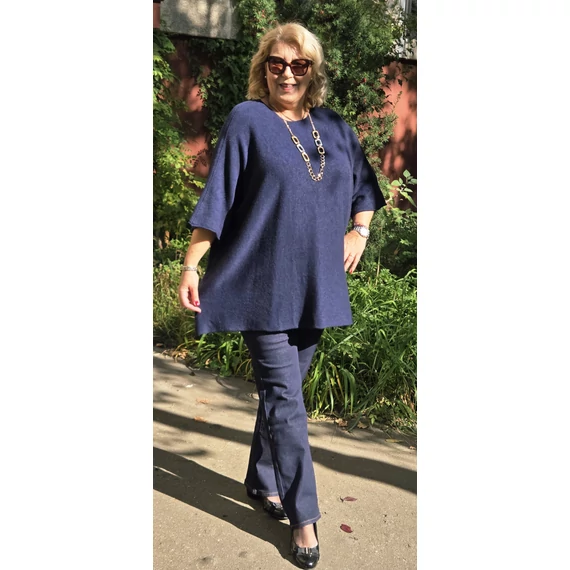 Szimonella, kötött pulóver - SÖTÉTKÉK - 48-54 méret